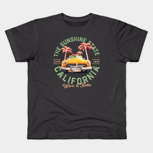 Vintage California Surf & Summer Travel Art Kids T-Shirt